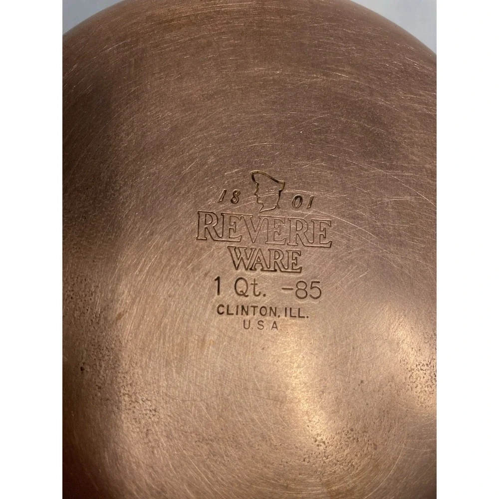 Revere Ware 1 Qt 1801 Saucepan w/ Lid Copper Bottom Cookware Sauce Pan Pot